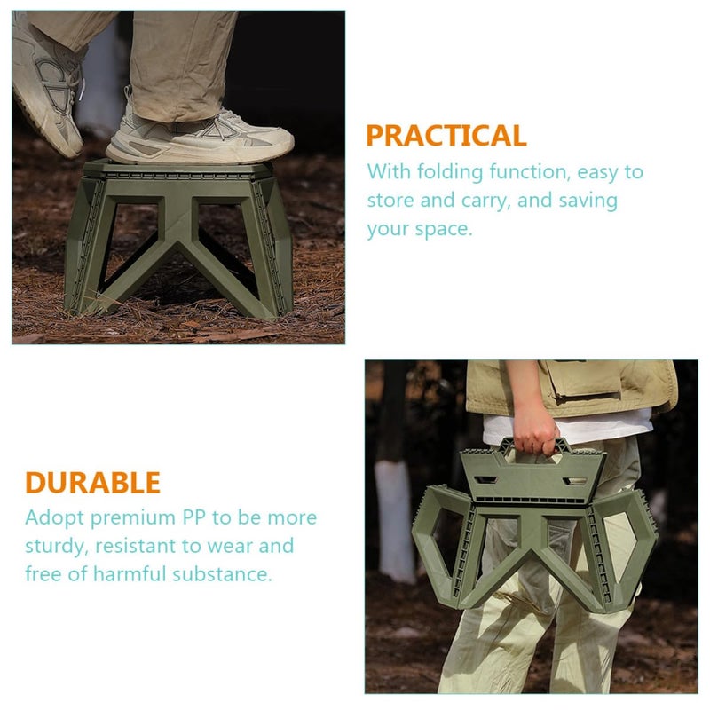 Military Green Folding Square Stool Portable Camping Seat for Outdoor Fishing Hiking - Image 4