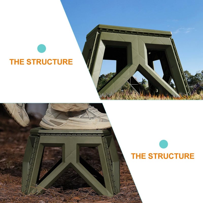 Military Green Folding Square Stool Portable Camping Seat for Outdoor Fishing Hiking - Image 5