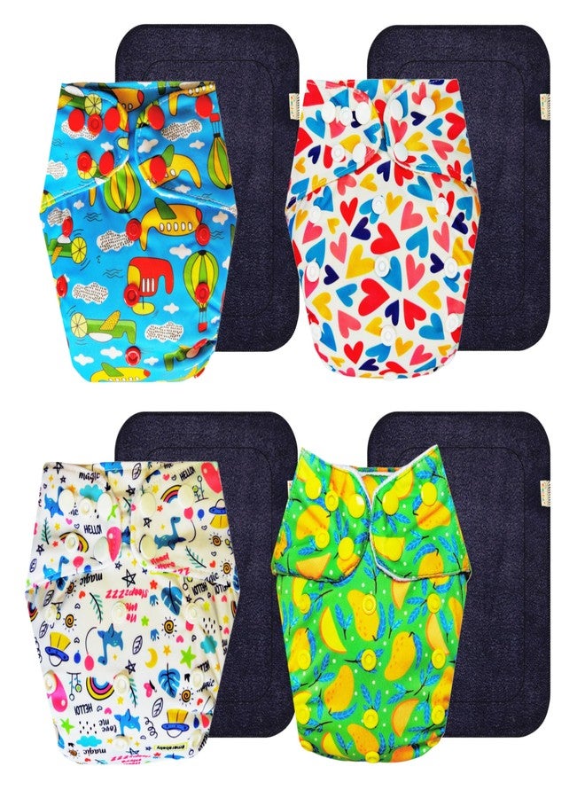 Dumbledo Premium Cloth Diaper with Gray Insert (Pack of 4) | Snug Fit | Leakproof | Adjustable Snaps | Designed by Moms | 3 Months - 3 Years | Unisex Baby - Image 1