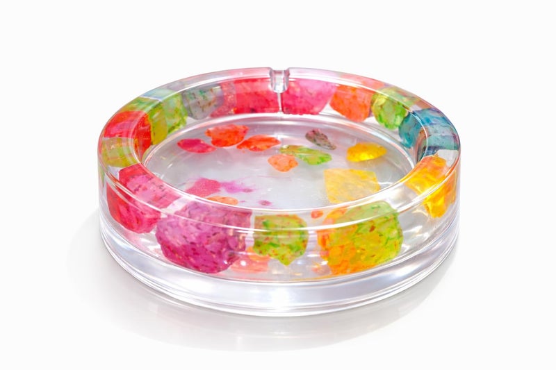 Colorful Flowers Clear Decorative Ashtray Modern Art Design - Image 1