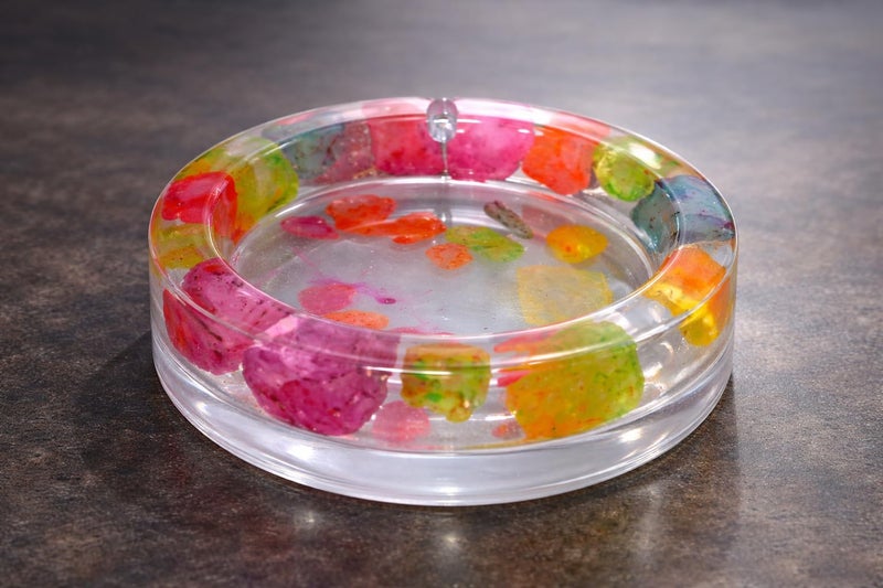Colorful Flowers Clear Decorative Ashtray Modern Art Design - Image 2