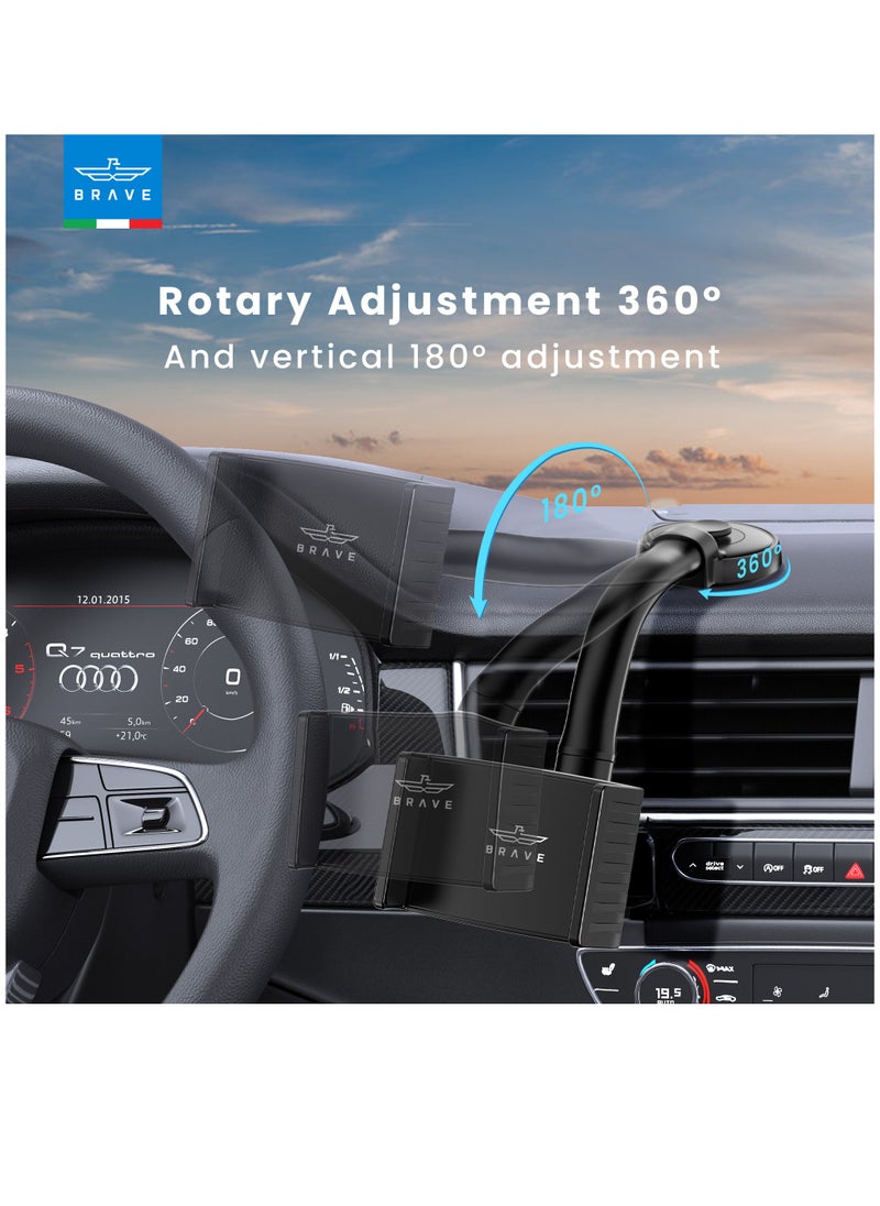 Brave - Car Phone Holder for Dashboard, 360° Rotatable Phone Mount for Dashboard/LCD Display Compatible with Tesla Car and iPhone 15 Plus/Pro/Max 14 13 12 11 Series, ‎Galaxy S23 Ultra & All Smart Phones - Image 1