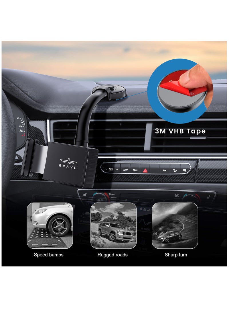 Brave - Car Phone Holder for Dashboard, 360° Rotatable Phone Mount for Dashboard/LCD Display Compatible with Tesla Car and iPhone 15 Plus/Pro/Max 14 13 12 11 Series, ‎Galaxy S23 Ultra & All Smart Phones - Image 1
