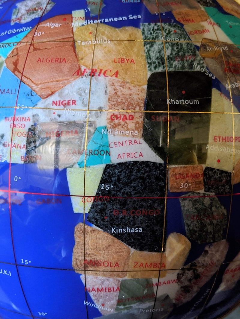 Unique Art Since 1996 14" Blue Lapis Gemstone Globe with Gold Stand - Image 5