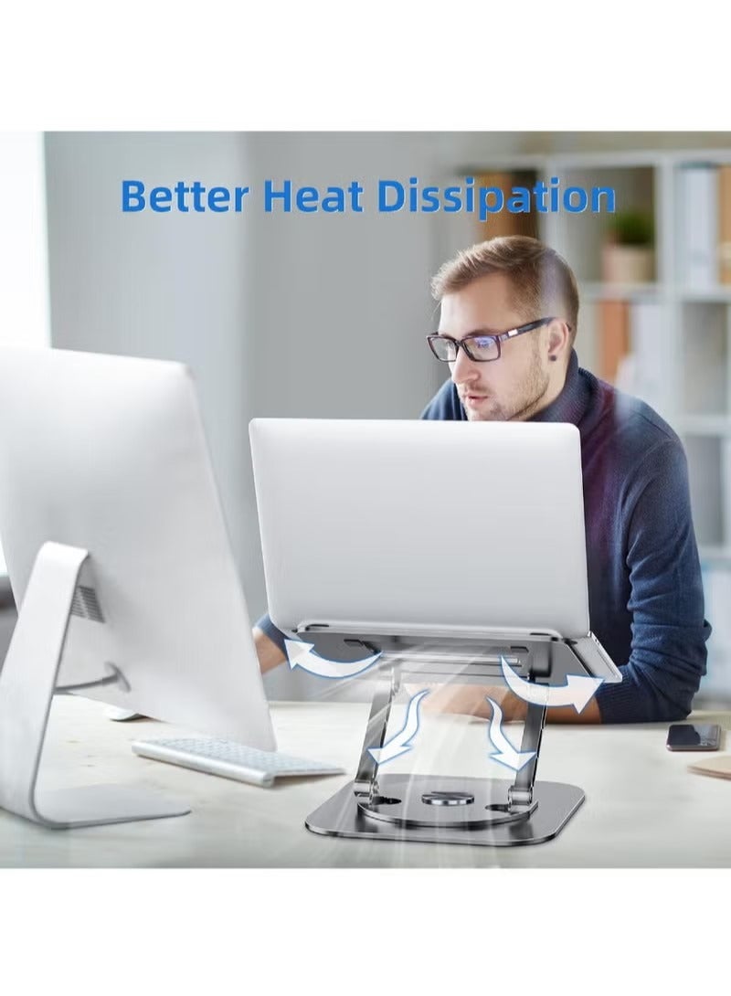 حامل لابتوب قابل للتعديل حامل كمبيوتر مريح لرفع اللابتوب مع قاعدة دوارة 360° حامل نوت بوك متوافق مع جميع أجهزة اللابتوب من 10-17" - Image 2
