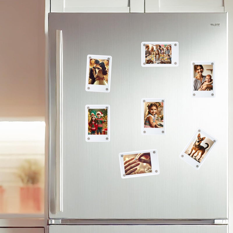 lengnoyp 7 Packs Polaroid Magnets Frame for Refrigerator, Acrylic Fridge Magnetic Picture Frame, Mini Photo Frames, Instax Clear Picture Magnet Display Frame 2.36 X 3.54 Inches - Image 2