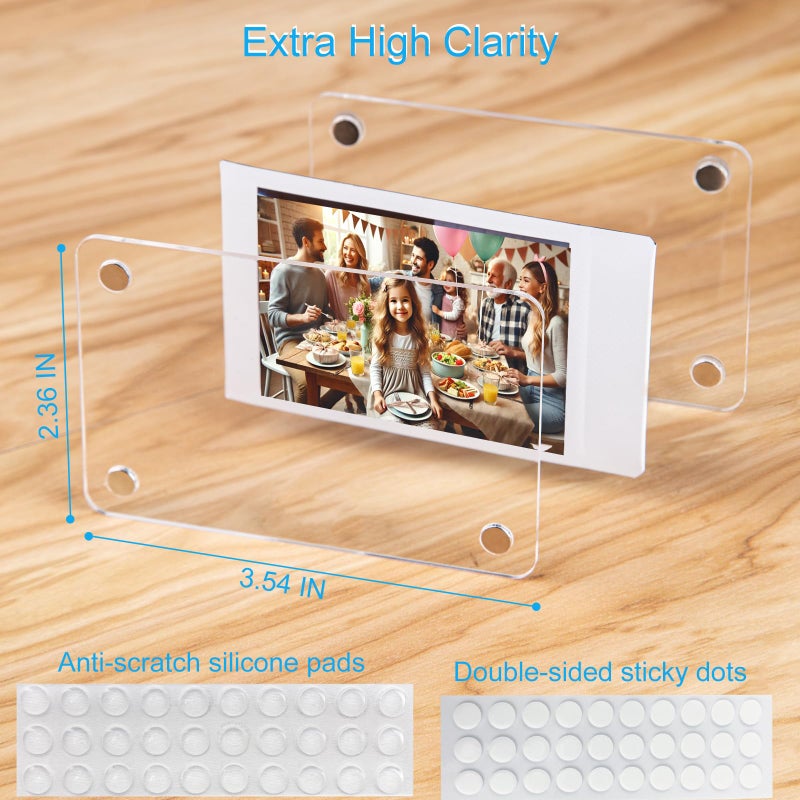 lengnoyp 7 Packs Polaroid Magnets Frame for Refrigerator, Acrylic Fridge Magnetic Picture Frame, Mini Photo Frames, Instax Clear Picture Magnet Display Frame 2.36 X 3.54 Inches - Image 4