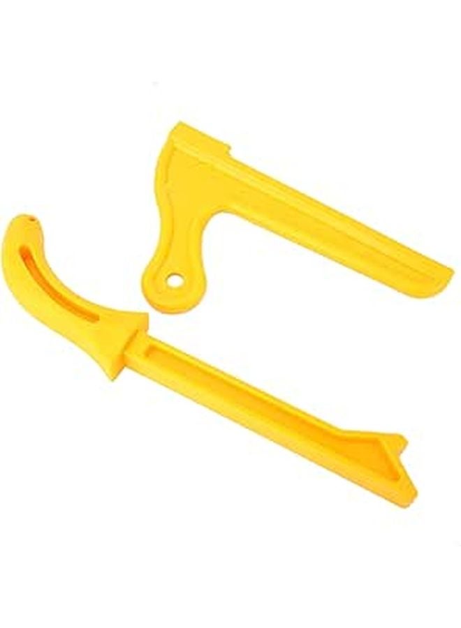 2 in 1 Woodworking Push Stick and Saw Safety Tool Durable Yellow Plastic 2 Pack - Image 1