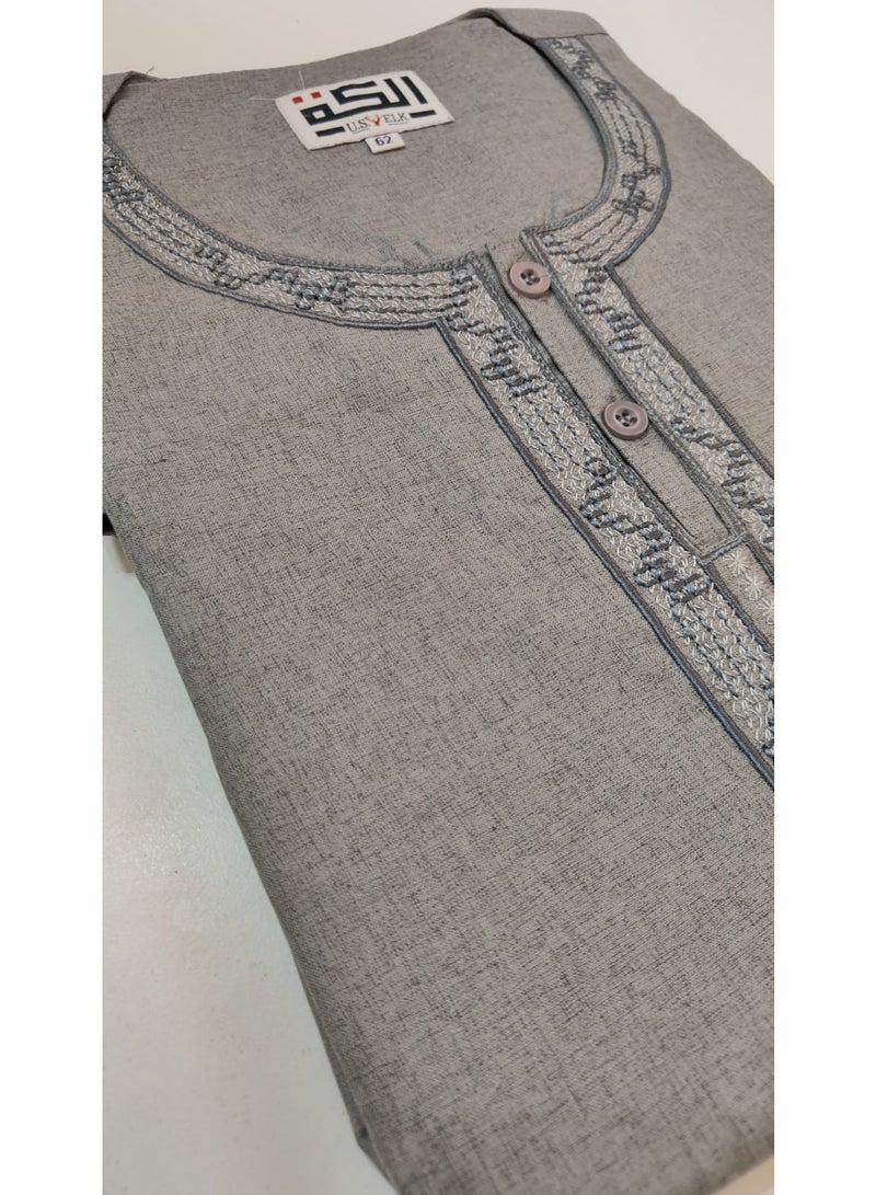 إلكة جلابية رجالية برقبة دائرية وأكمام قصيرة - رداء/ثوب رجالي بأكمام قصيرة - Image 2