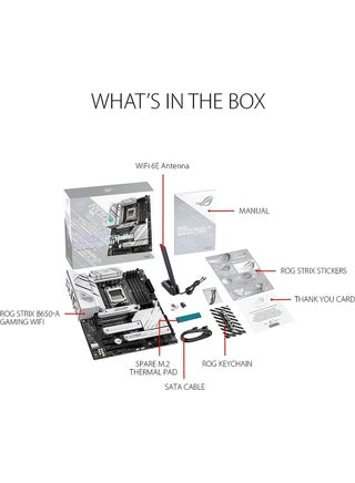 ROG Strix B650-A Gaming Motherboard, WiFi 6E, AM5, LGA1718, Ryzen 7000, 12+2 Power Stages, DDR5, 3xM.2 Slots, PCIe 4.0, 2.5G LAN,WiFi 6E, USB 3.2 Gen 2x2 Type-C Port White - view 5