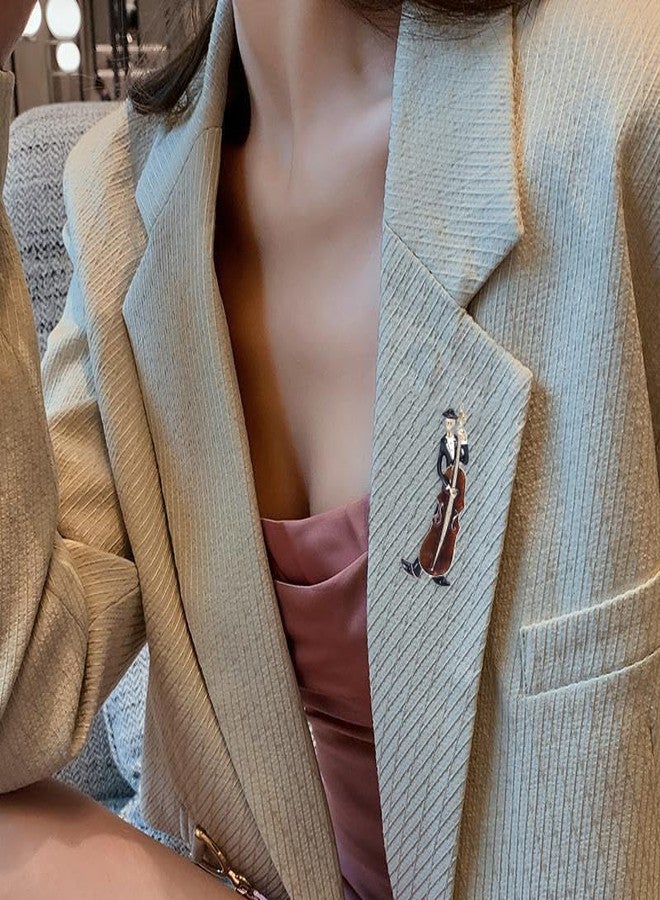 OIDIMS Fashion Cello Musician Brooch Enamel Lapel Pin Gold-Tone Tone Cellow Fiddle Musician Music Brooches Jackets Dress Suit Brides Corsage Costume Accessories Theme Holiday Party Gift for Men Women (Khaki) - Image 2