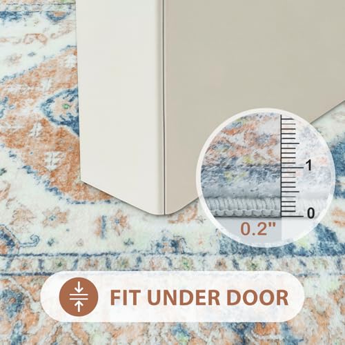 Uphome Blue Long Bathroom Rug Boho Tribal Bathroom Rug Runner Soft Plush Machine Washable Bath Mats Non-Slip Oriental Vintage Bath Rugs for Bathtub Sink Vanity, 18x47 inch - Image 4