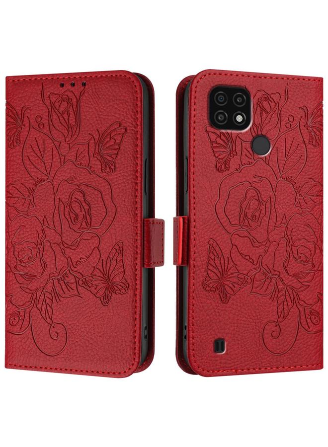 S-TOP Case For Realme C20 / C11 2021 / C21 Embossed Rose RFID Anti-theft Leather Phone Case - Image 2