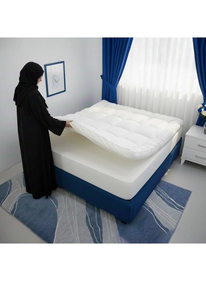 البكج الفاخر لباد الغيمة فندقي ارتفاع 14مقاس 200x160 سم + 2 مخدة قطنية مريحة - Image 4