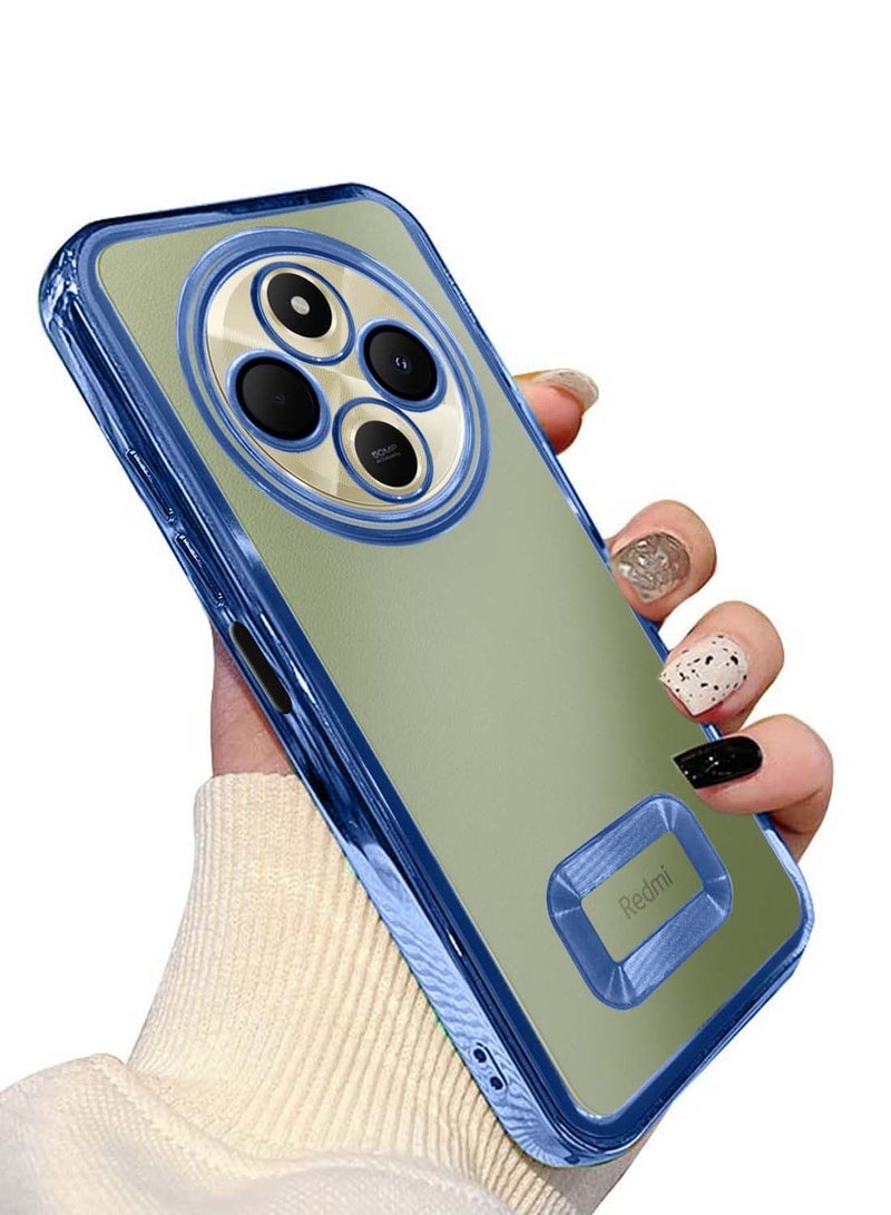 Wtech Xiaomi Redmi 14C 4G 2024 PU Luxury Plating Raised Lips Camera Hole Case Cover - Navy Blue - Image 2