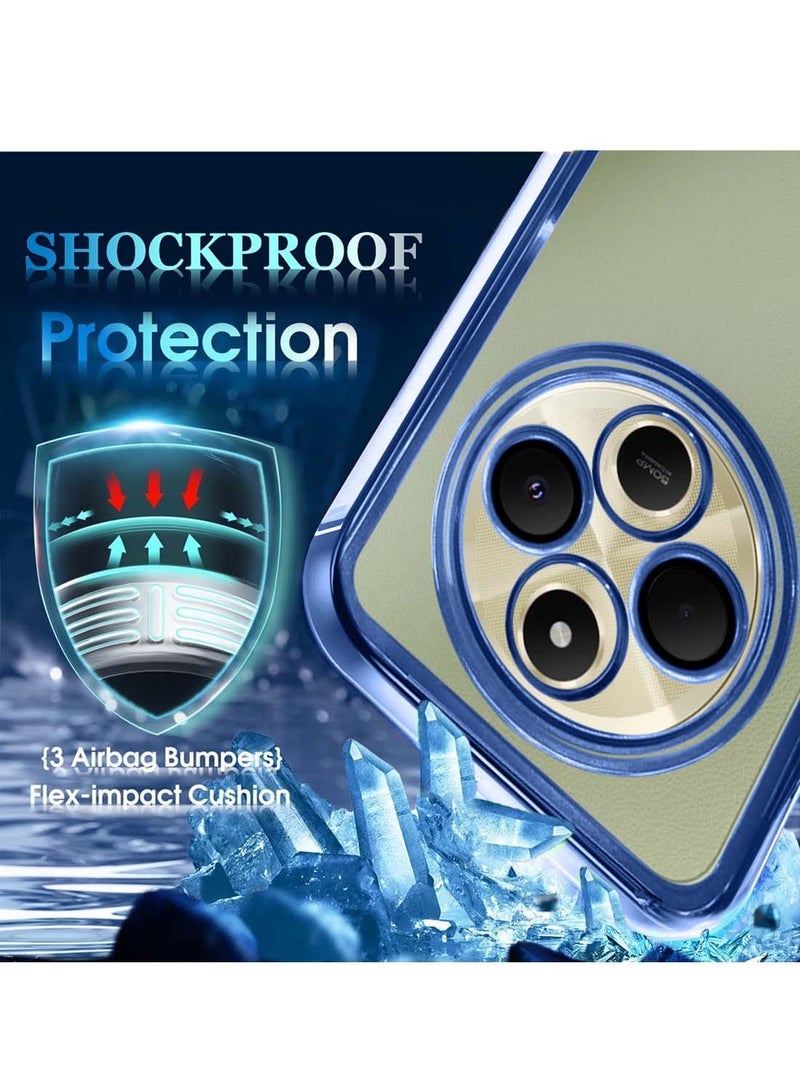 Wtech Xiaomi Redmi 14C 4G 2024 PU Luxury Plating Raised Lips Camera Hole Case Cover - Navy Blue - Image 3