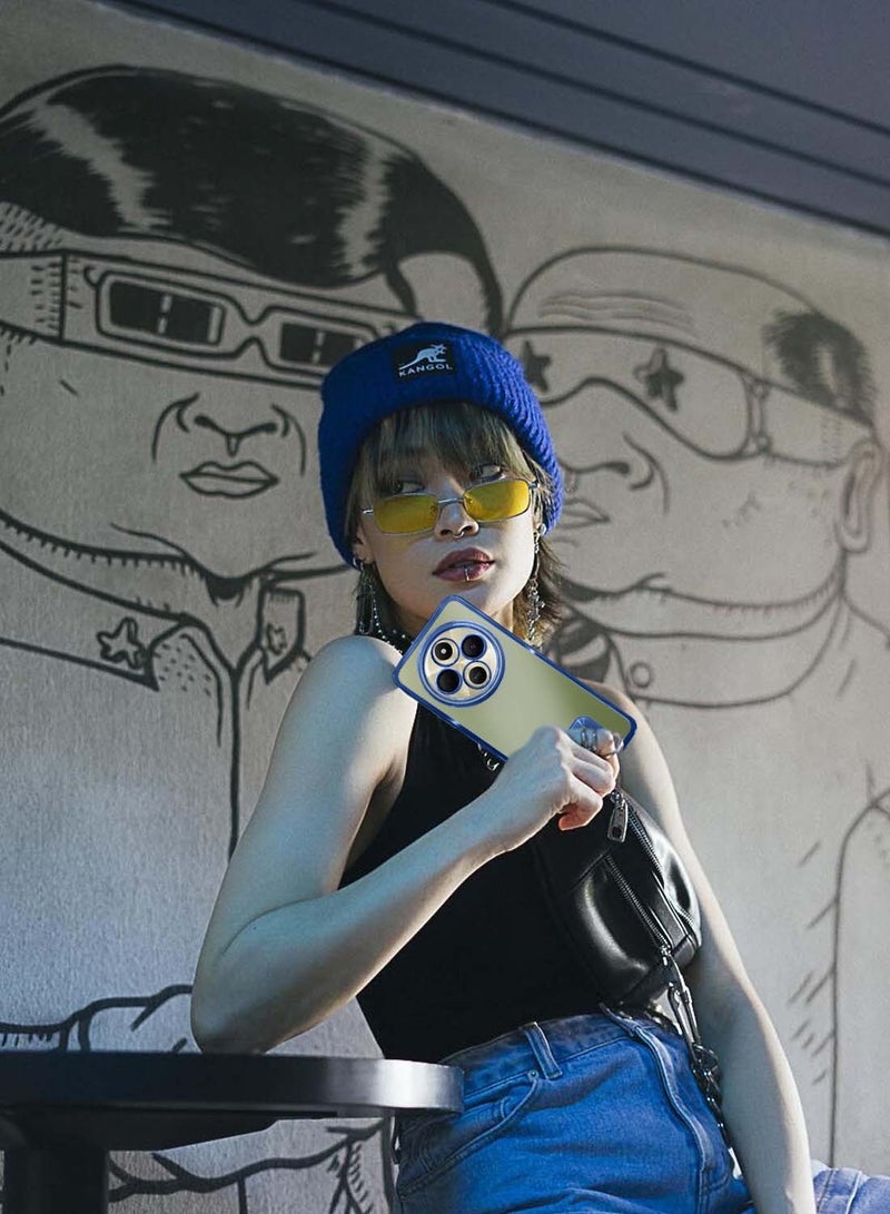 Wtech Xiaomi Redmi 14C 4G 2024 PU Luxury Plating Raised Lips Camera Hole Case Cover - Navy Blue - Image 4