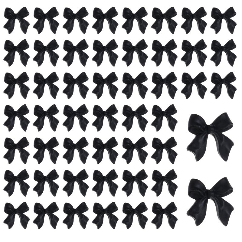 YQQYG Bow Nail Charm 3D Bow Nail Decoration Resin Bow Nail Rhinestones Bowknot Black Nail Charms for Phone Cases Scrapbooks Envelope Cards Making