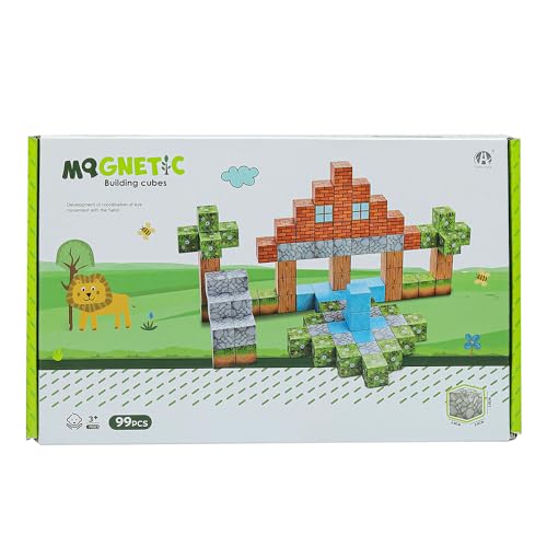 Knick Knack Magnetic World Building Blocks Set | Mini Themed Magnetic Cubes for Kids Ages 3 and Up (99 Pieces) - Image 2