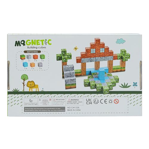 Knick Knack Magnetic World Building Blocks Set | Mini Themed Magnetic Cubes for Kids Ages 3 and Up (99 Pieces) - Image 3