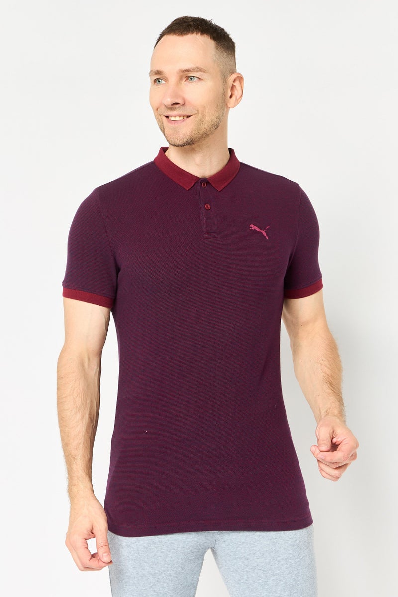 PUMA Men Slim Fit Short Sleeve Outdoor Polo Shirt, Plum - Image 1