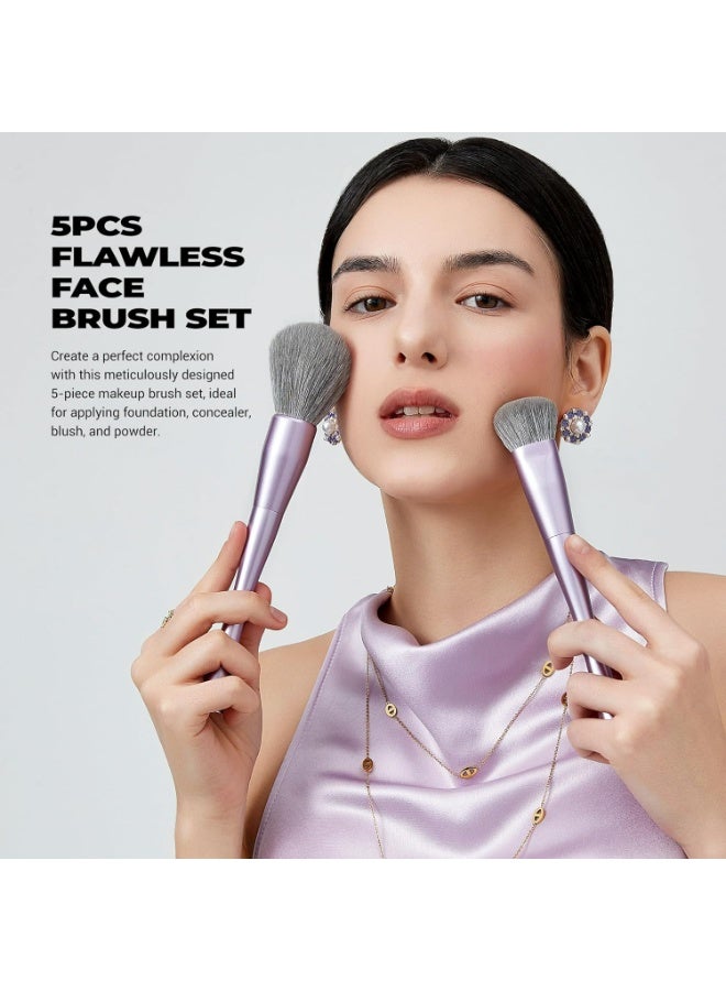 Jessup مجموعة فرش وجه فاخرة جيسوب 5 قطع باللون الأرجواني المثالي - Image 3