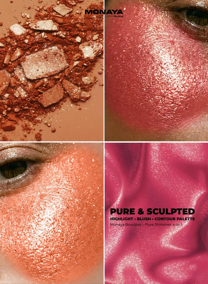 مونايا BHC002 لمعة نقيّة قابلة للدمج - هايلايت وبلاشر وكونتور - 4 ألوان - Image 3