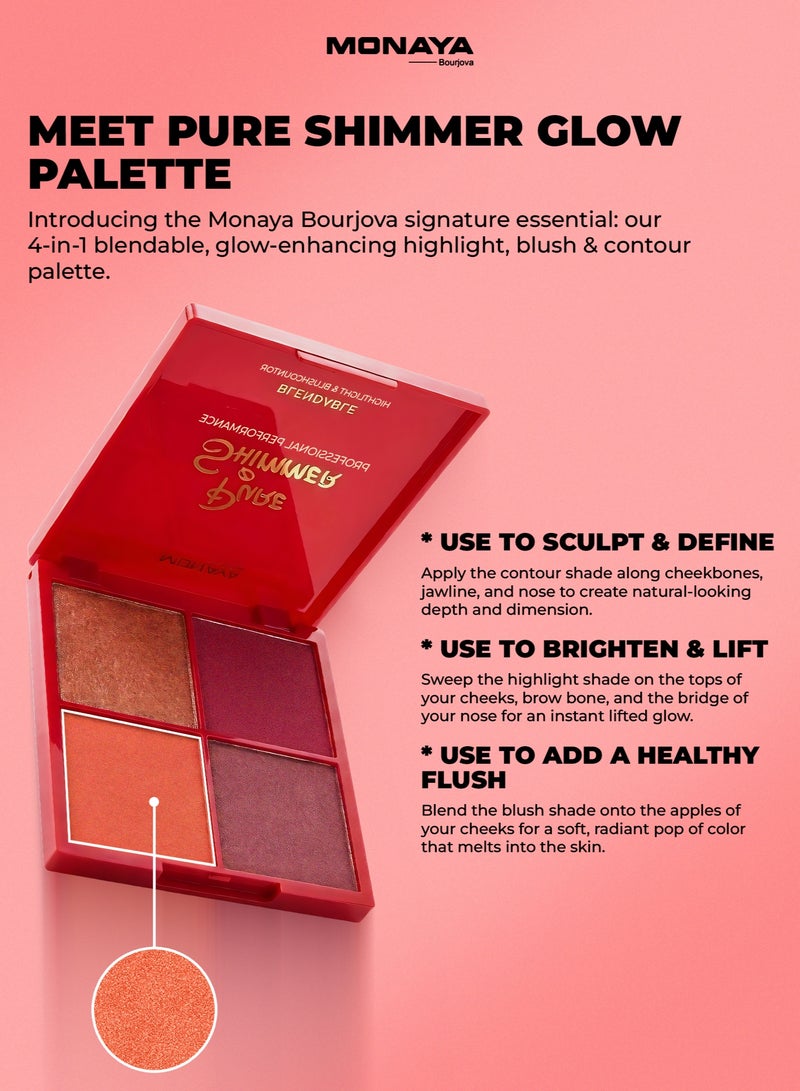 مونايا BHC002 لمعة نقيّة قابلة للدمج - هايلايت وبلاشر وكونتور - 4 ألوان - Image 4