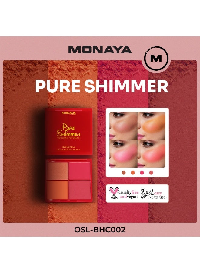 مونايا BHC002 لمعة نقيّة قابلة للدمج - هايلايت وبلاشر وكونتور - 4 ألوان - Image 1