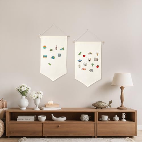 OKBA 5 PCS Canvas Banners Wall Hanging Brooch Jewelry Storage Case Stand Enamel Pin Display, Sublimation blank Banner,Holder Earrings Necklace Pin Collection Organizer - Image 4
