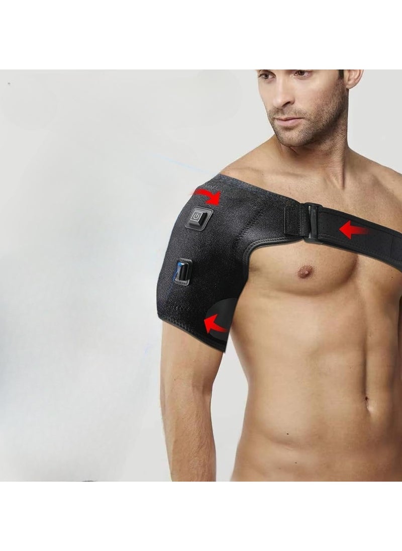 ZAMZIN Cordless Heated Shoulder Wrap Massager – Electric Heating Pad with 3 Heat & Vibration Settings, Adjustable Hot & Cold Therapy for Shoulder, Neck, Back Pain, Menstrual Cramps Relief, Auto Shut Off  - Image 2