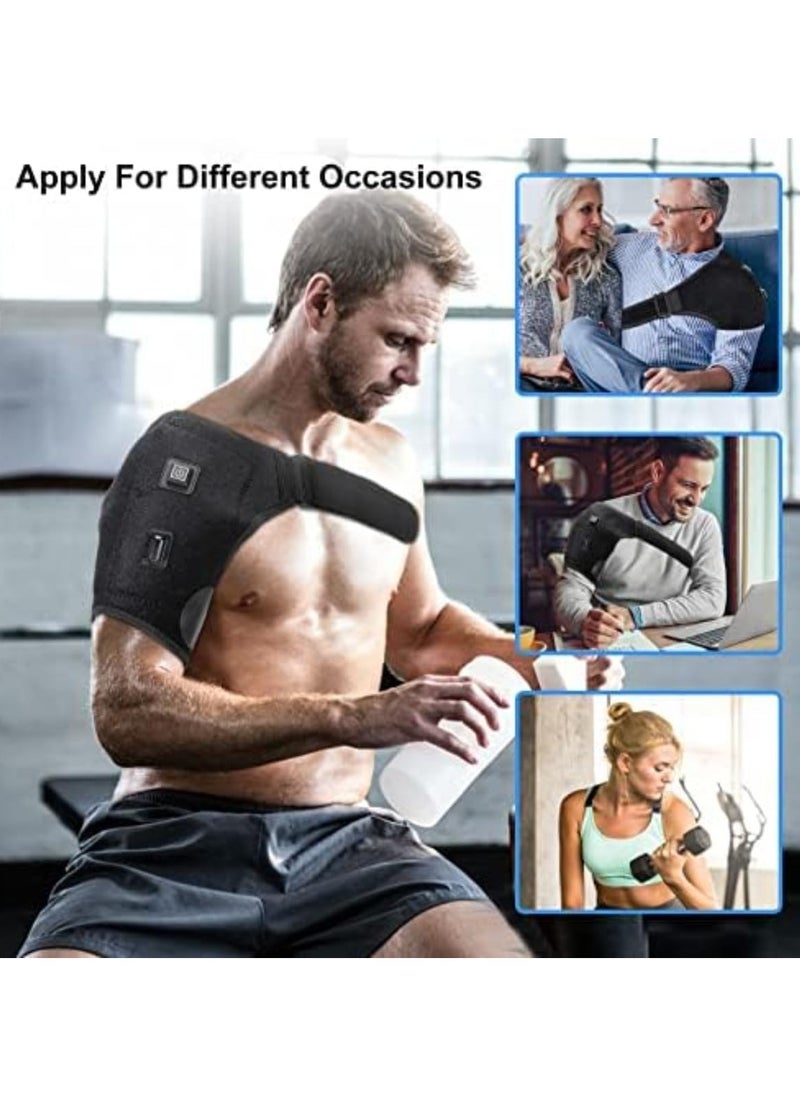 ZAMZIN Cordless Heated Shoulder Wrap Massager – Electric Heating Pad with 3 Heat & Vibration Settings, Adjustable Hot & Cold Therapy for Shoulder, Neck, Back Pain, Menstrual Cramps Relief, Auto Shut Off  - Image 3