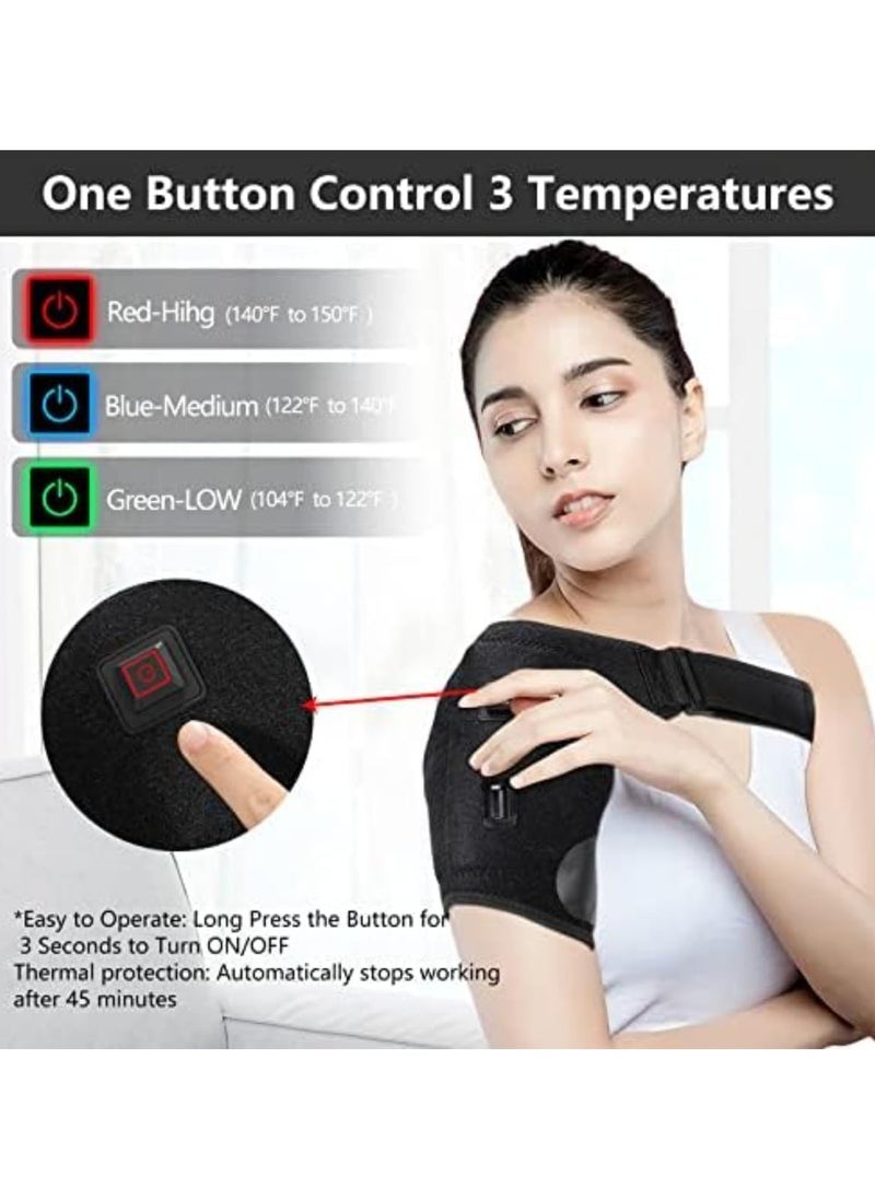 ZAMZIN Cordless Heated Shoulder Wrap Massager – Electric Heating Pad with 3 Heat & Vibration Settings, Adjustable Hot & Cold Therapy for Shoulder, Neck, Back Pain, Menstrual Cramps Relief, Auto Shut Off  - Image 5