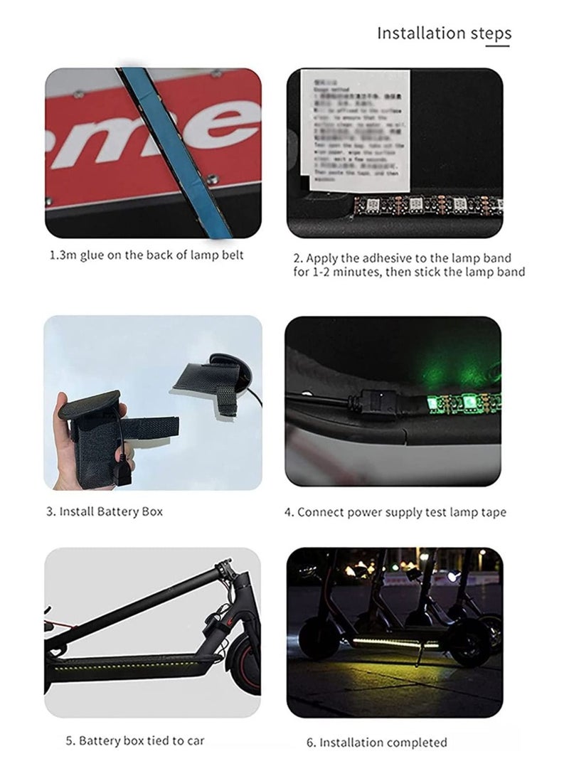 سيوسي شريط إضاءة LED للسكوتر الكهربائي ، عبوتان من مصباح ملون قابل للطي لركوب الدراجات الليلية مقاوم للماء وملحقات زينة لوح تزلج للسلامة Xiaomi M365 / pro ، من أجل Ninebot / لسكوتر Mercane ذو العجلات العريض - Image 5