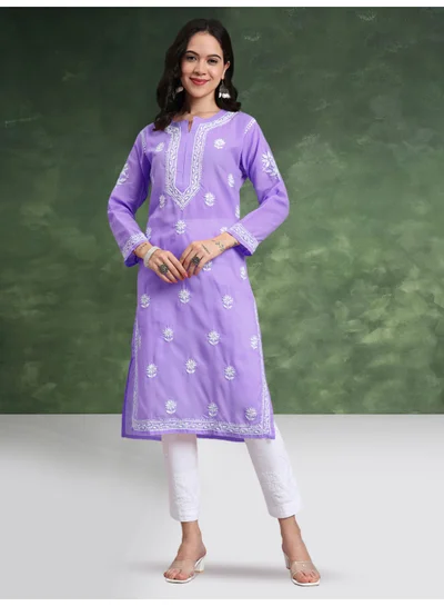Alaya Hand Embroidered Chikankari Cotton Kurta-AL3999