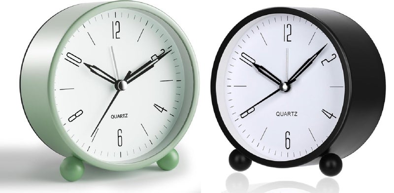 Aakarit Analog Alarm Clock Non Ticking Small with Night Light Old Fashioned Style Sage Decor for Bedroom Bedside Desk Adult Kid Gift Multicolour Pack of 1 - Image 1