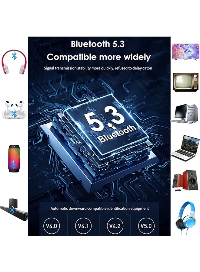 SYOSI Bluetooth 5.3 Audio Adapter, 2 In 1 Bluetooth Wireless Aux Receiver 1 Drag 2 For Tv, Cd, Wireless Music Transmitter For Headphones Speakers Car Tablet Home Stereo System - Image 4