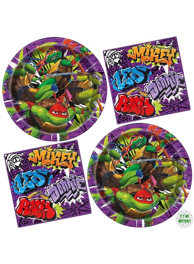 Unique Teenage Mutant Ninja Turtle Party Decorations | 16 Plates & 16 Napkins | Officially Licensed | NInja Turtle Birthday Party Supplies | TMNT Mutant Mayhem Movie - Image 5