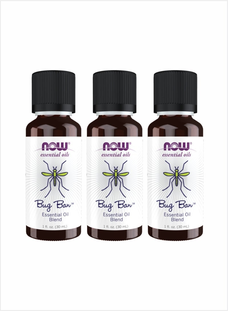 NOW Bug Ban Essential Oil - Bug Protection Blend, 30ml (Pack of 3)