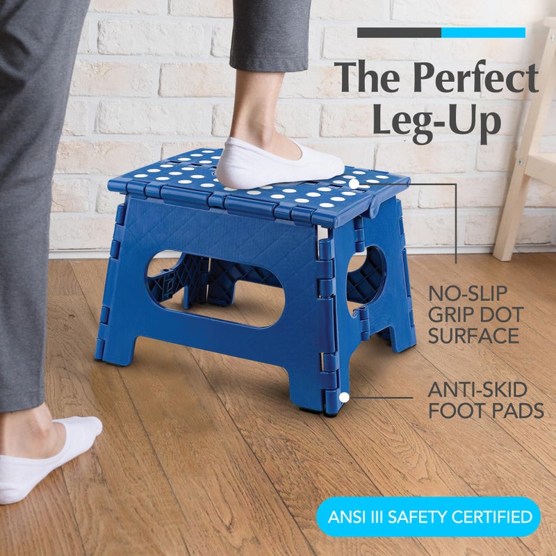 Handy Laundry Folding Lightweight Step Stool - Sturdy Enough to Support Adults and Safe Enough for Kids - Opens Easy with One Flip - Great for Kitchen, Bathroom or Bedroom (Blue | 2-Pack) - Image 2