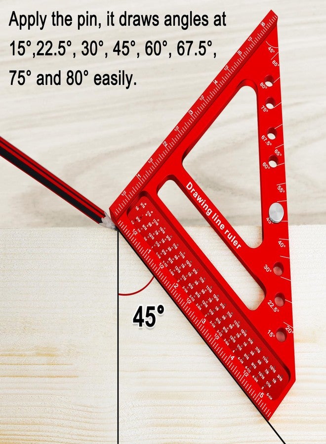 ViewReal Large Carpenter Square 6.5''x5.79''Protractor Ruler with 3D Multi-Angle Measuring and Scribing Features with Anti-Lost Pin for Accurate Woodworking & Construction - Image 3