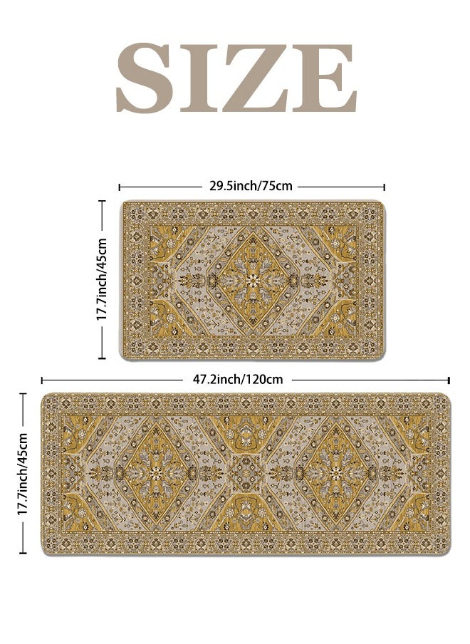 Generic 2 PCS Kitchen Floor Mats Rugs Set, Cushion Floor Carpet, Waterproof, Oil Resistant and Anti-Fatigue PU Standing Mat for Kitchen, Floor, Office, Sink, Laundry 45*75CM+45*120CM  - Image 5