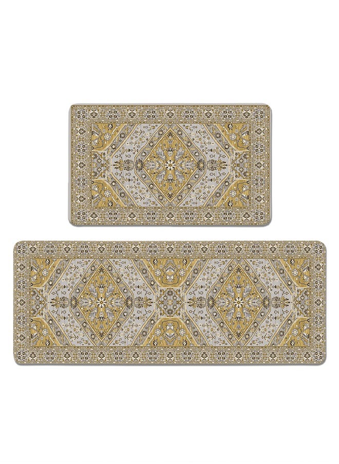 Generic 2 PCS Kitchen Floor Mats Rugs Set, Cushion Floor Carpet, Waterproof, Oil Resistant and Anti-Fatigue PU Standing Mat for Kitchen, Floor, Office, Sink, Laundry 45*75CM+45*120CM  - Image 1