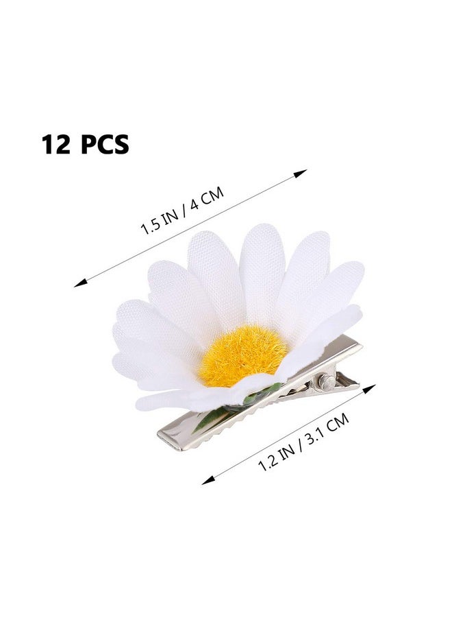Beaupretty - Eaupretty Womens Hair Clips 12Pcs Flower Hair Clips Simulation Daisy Headpieces Hair Barrettes Wedding Hair Accessories Decors For Kids Ladies (White) Wedding Hair Clip - Image 1