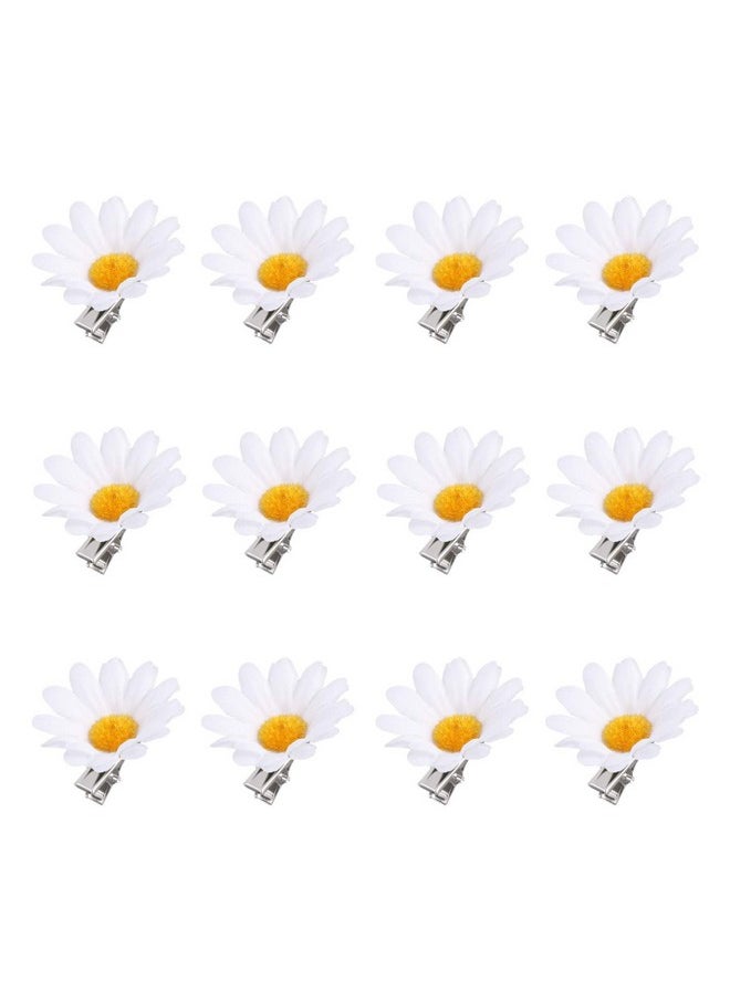 Beaupretty - Eaupretty Womens Hair Clips 12Pcs Flower Hair Clips Simulation Daisy Headpieces Hair Barrettes Wedding Hair Accessories Decors For Kids Ladies (White) Wedding Hair Clip - Image 1