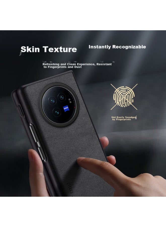 Shangsu, Suitable For Vivo Xfold 3 Phone Case, Fold 3 Protective Cover, Shockproof, Full Lens Protection, Simple Luxury, Vivo Lambskin, For Women And Men, Outer Shell, Starry Black - Image 2