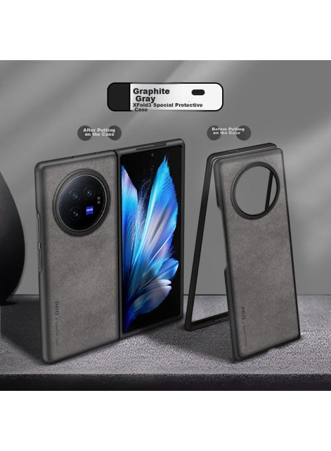 Shangsu, Suitable For Vivo Xfold 3 Phone Case, Fold 3 Protective Cover, Shockproof, Full Lens Protection, Simple Luxury, Vivo Lambskin, For Women And Men, Outer Shell, Starry Black - Image 5