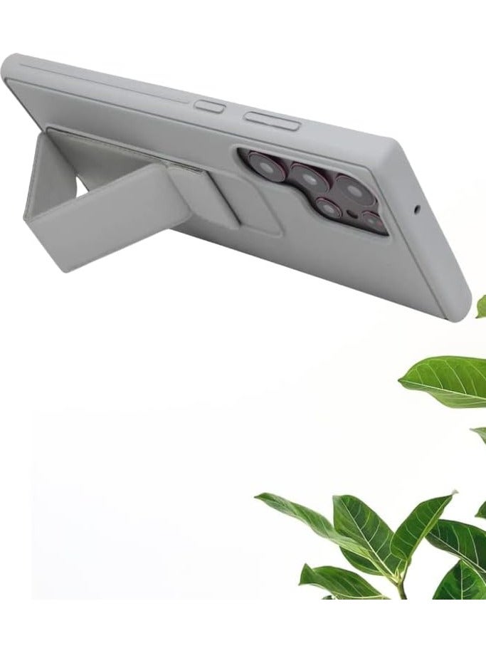 ELTRAZONE Gray Galaxy S23 Ultra Case – Fully Covered with Finger Grip Stand Holder, Anti-Slip Shockproof Protective Cover for Samsung S23 Ultra 5G - Image 4