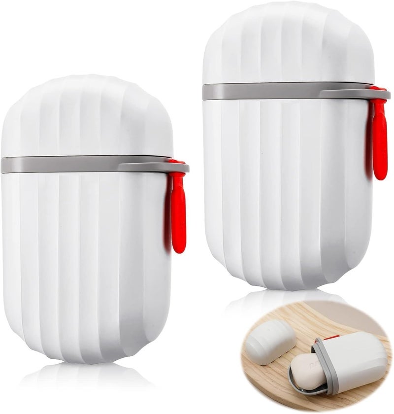 Rushwak Travel Soap Box (Pack of 2) Leak-Proof Portable Soap Box for Travel with Draining Layer & Lid Portable Soap Case for Travelling Soap Dish Plastic Bar Soap Holder for Home Bathroom Outdoor - Image 1