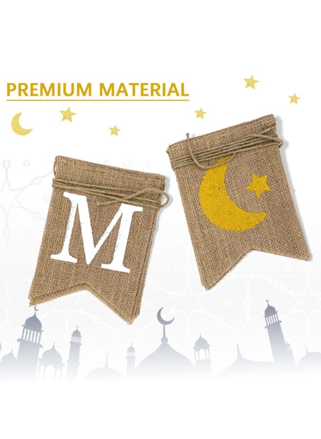 Chielor Eid Mubarak Banner for Ramadan Decorations, Ramadan Kareem Decorations Banner with Moon and Star, Ramadan Party Decor Supplies for Home Muslim Festival - Image 2